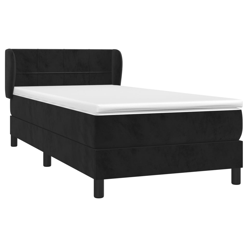 vidaXL Sommier à lattes de lit avec matelas Noir 90x200 cm Velours