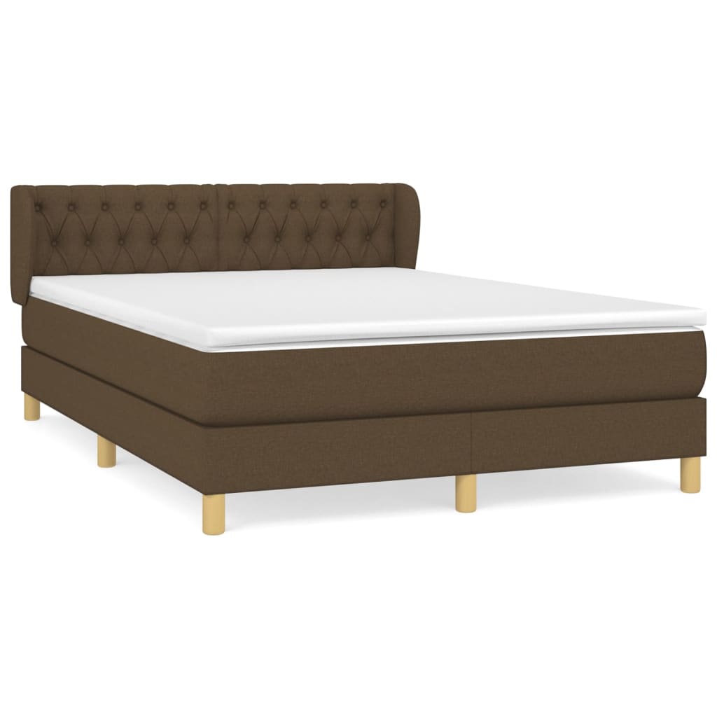 vidaXL Sommier à lattes de lit avec matelas Marron foncé 140x190 cm