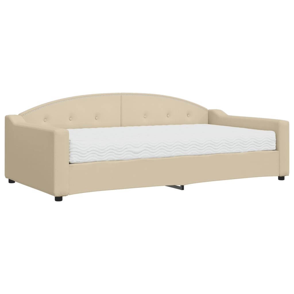 vidaXL Lit de jour avec matelas crème 100x200 cm tissu