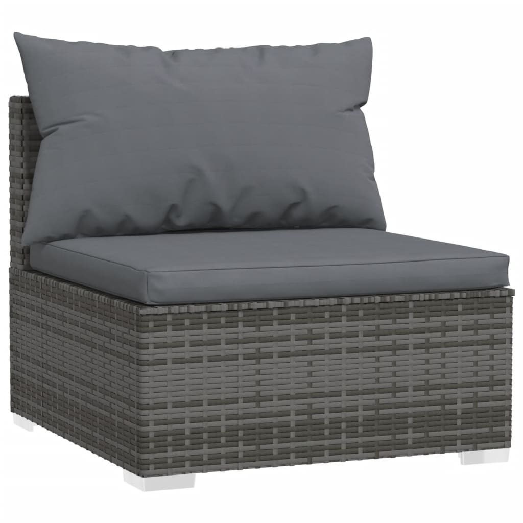 vidaXL Salon de jardin 13 pcs avec coussins Gris Résine tressée