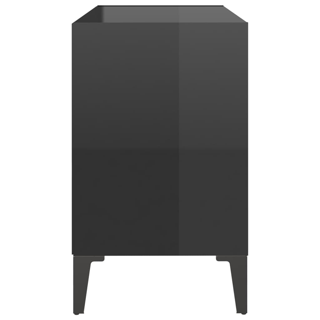 vidaXL Meuble TV avec pieds en métal Noir brillant 69,5x30x50 cm