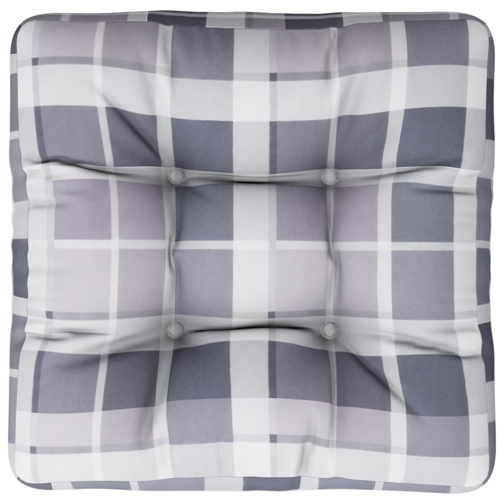 vidaXL Coussin de palette motif à carreaux gris tissu