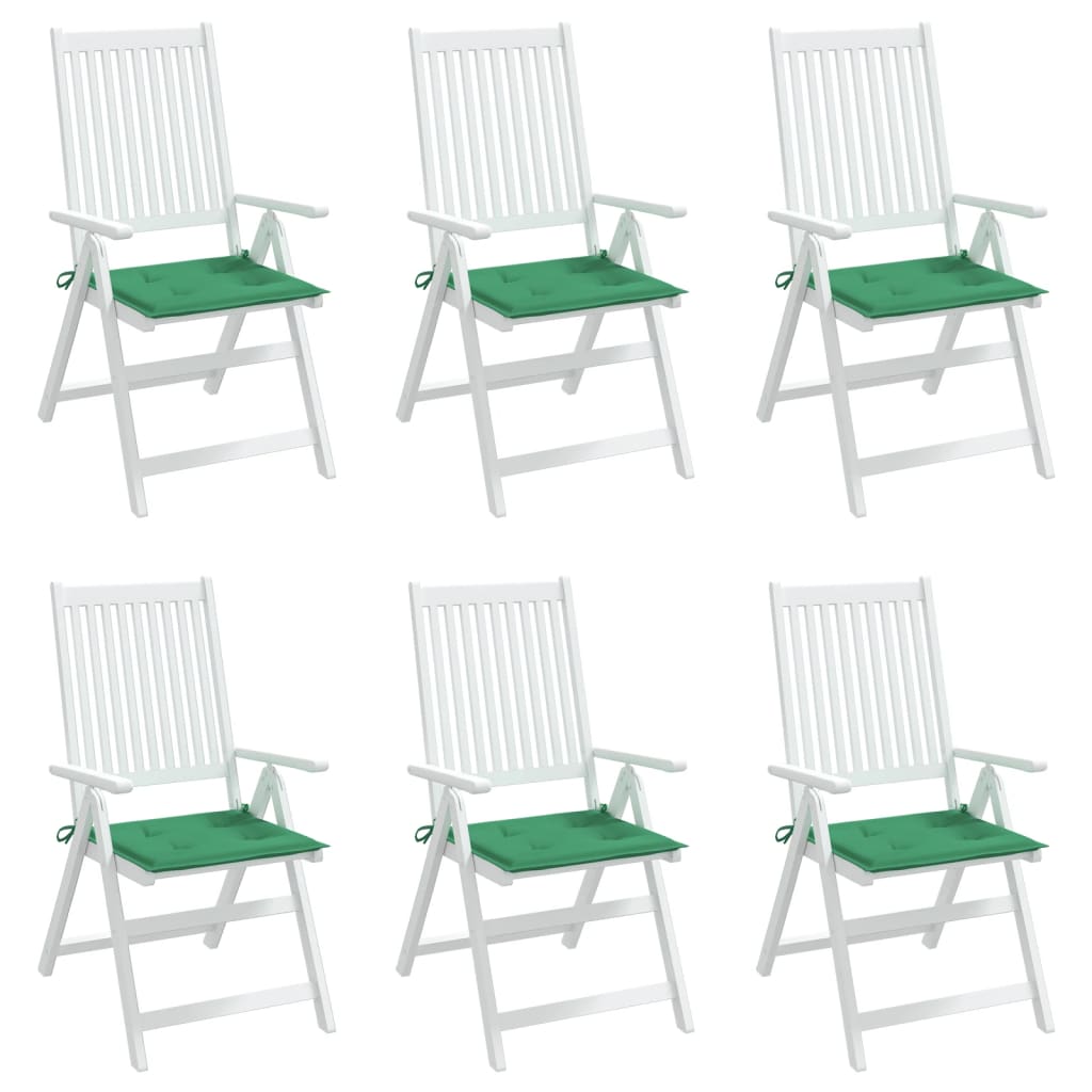 vidaXL Coussins de chaise de jardin 6 pcs Vert 40x40x3 cm Tissu