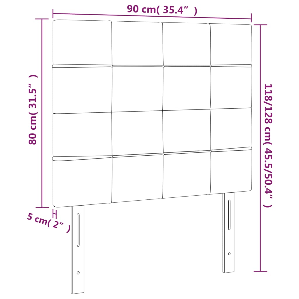 vidaXL Têtes de lit 2 pcs Crème 90x5x78/88 cm Tissu