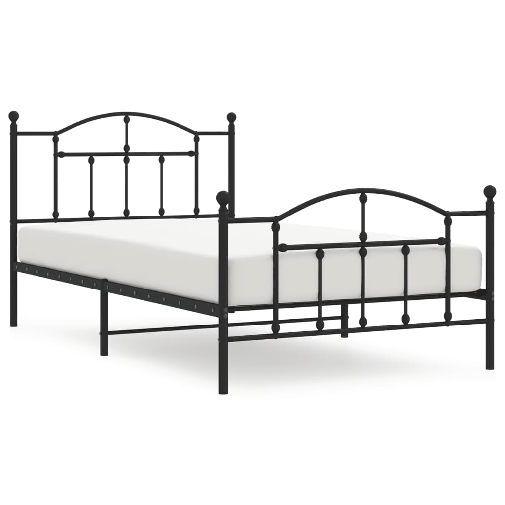 vidaXL Cadre de lit métal sans matelas et pied de lit noir 100x200 cm