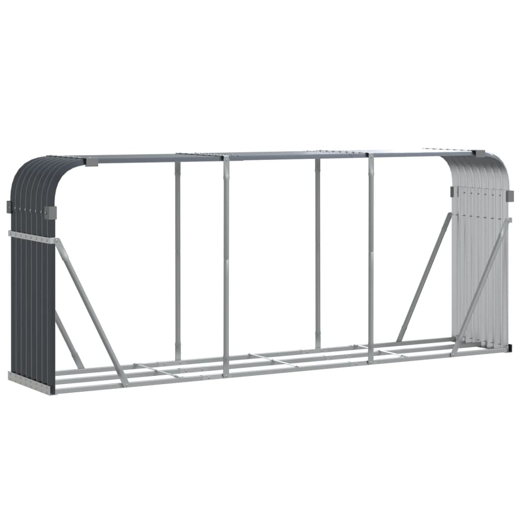 vidaXL Porte-bûches anthracite 234x45x100 cm acier galvanisé