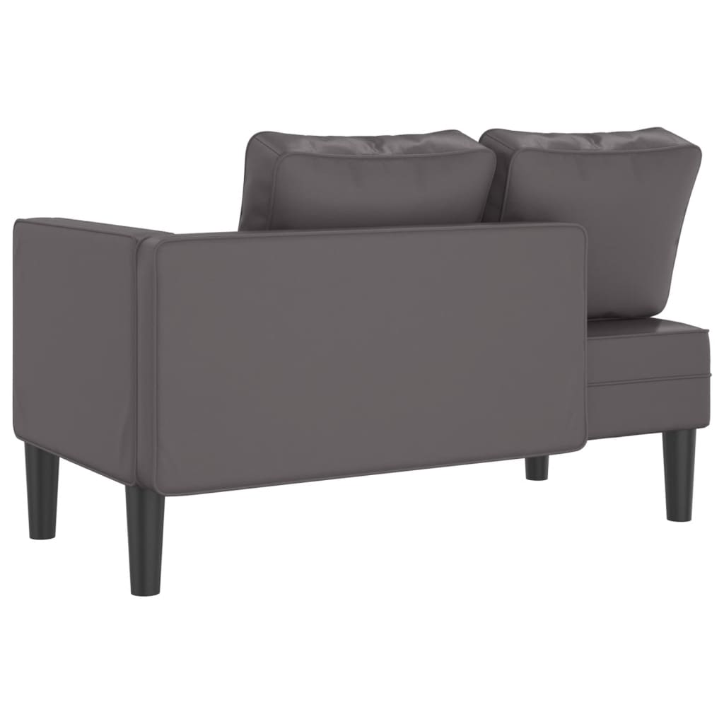 vidaXL Chaise longue avec coussins gris similicuir