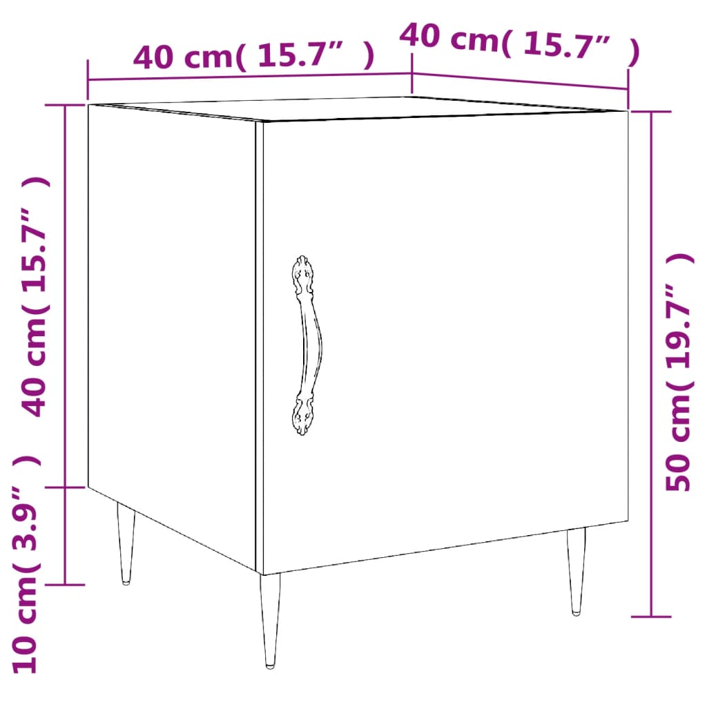 vidaXL Table de chevet noir 40x40x50 cm bois d’ingénierie