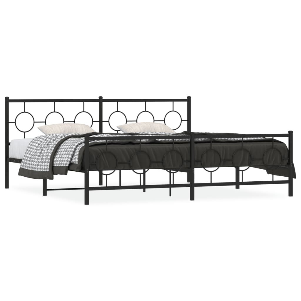 vidaXL Cadre de lit métal sans matelas avec pied de lit noir 193x203cm