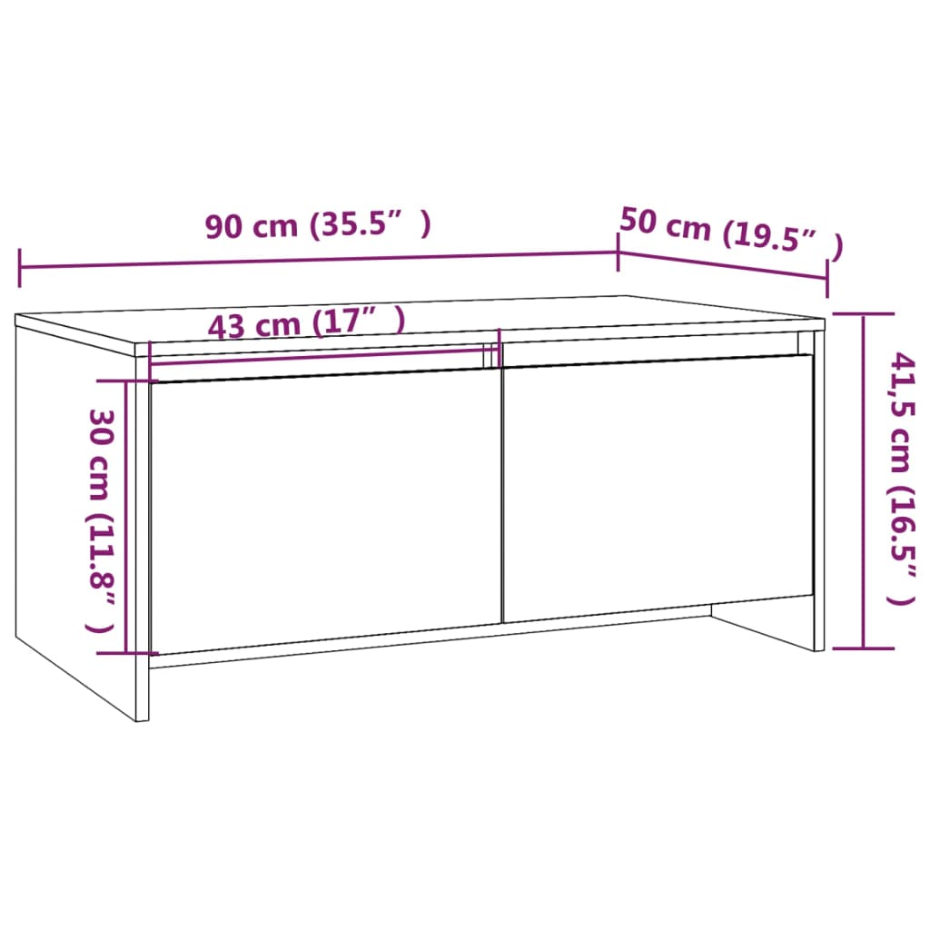 vidaXL Table basse Chêne fumé 90x50x41,5 cm Bois d'ingénierie
