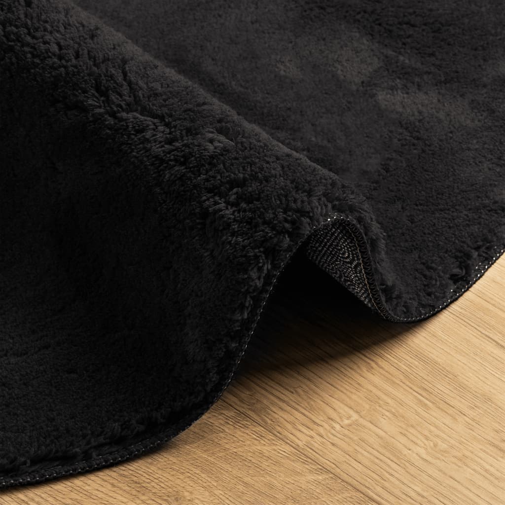 vidaXL Tapis HUARTE à poils courts doux et lavable noir Ø 160 cm