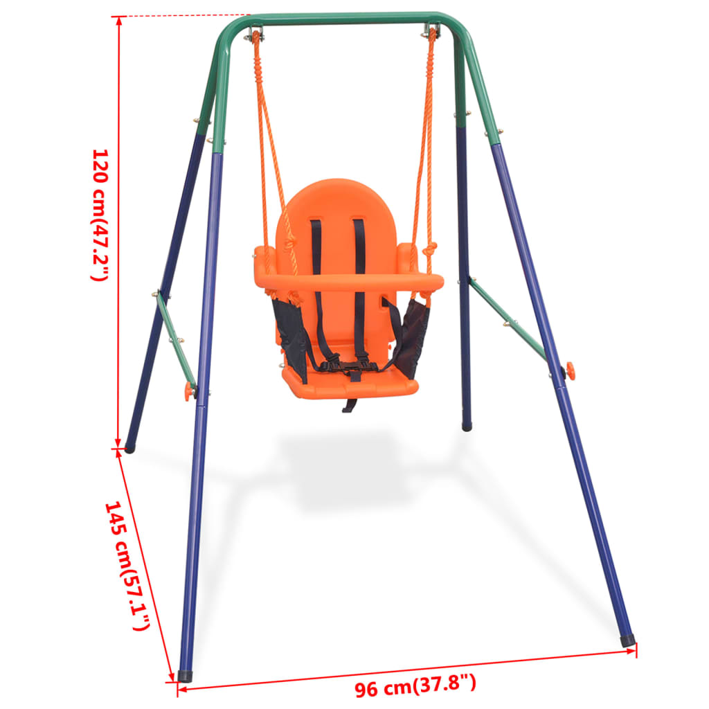 vidaXL Balançoire pour enfants avec harnais de sécurité Orange
