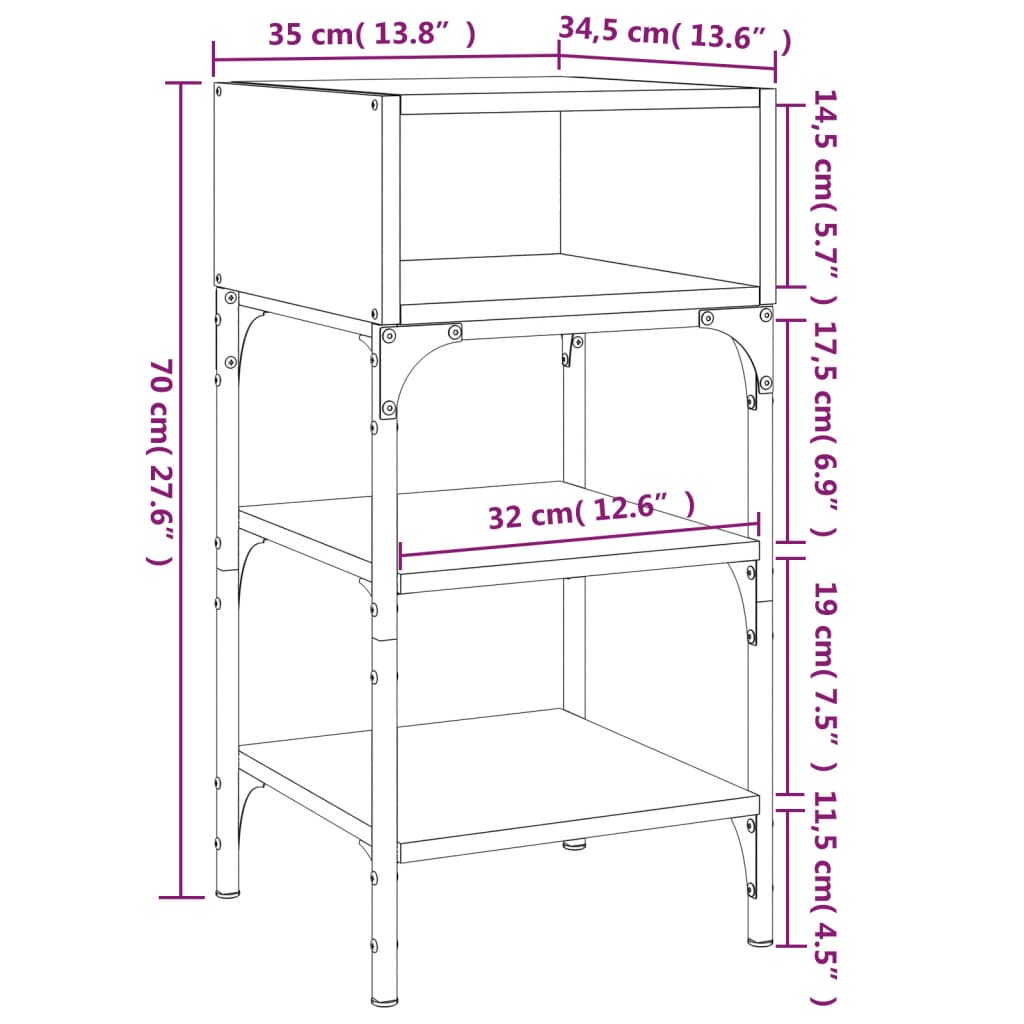 vidaXL Tables de chevet 2 pcs chêne sonoma 35x34,5x70 cm