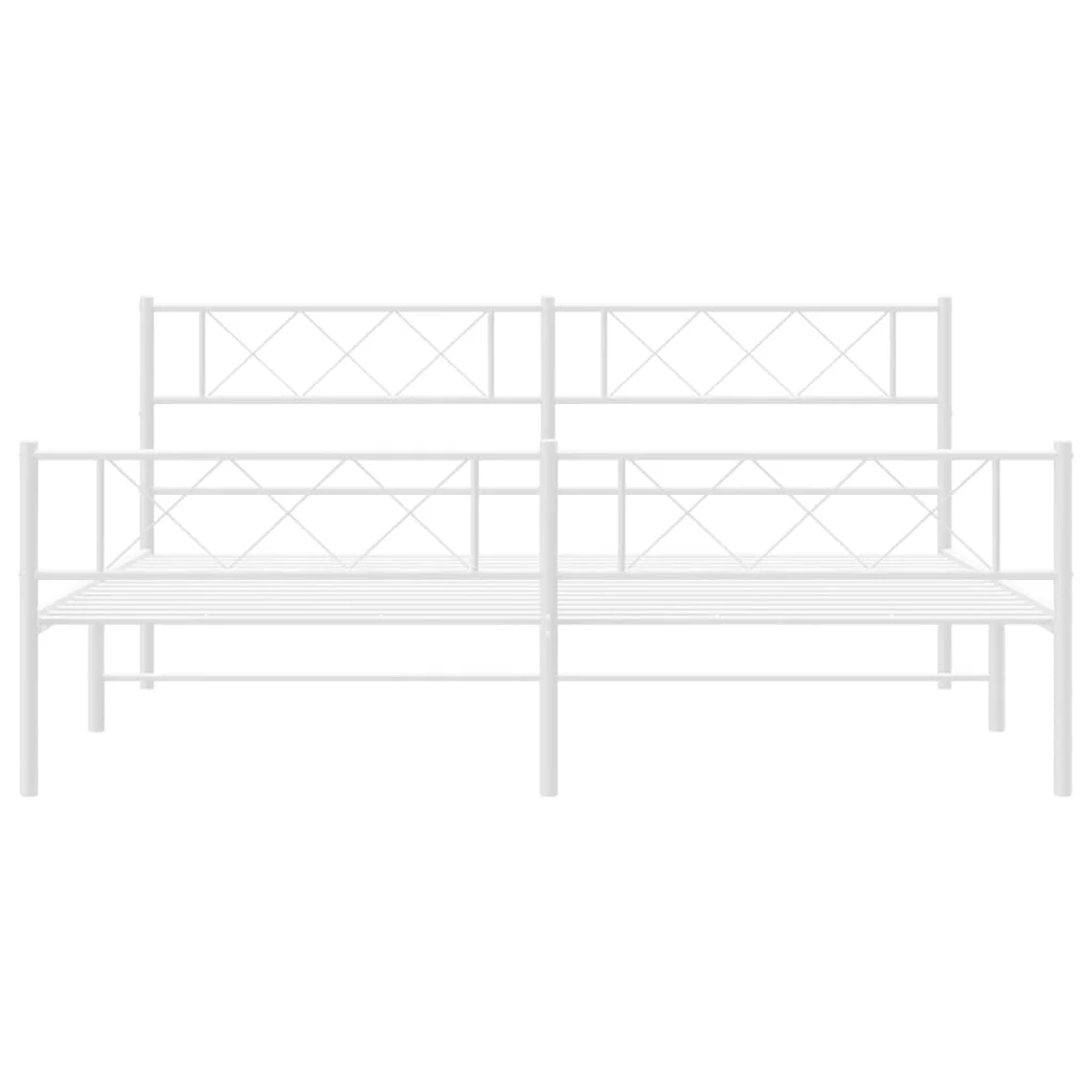 vidaXL Cadre de lit métal sans matelas et pied de lit blanc 180x200 cm