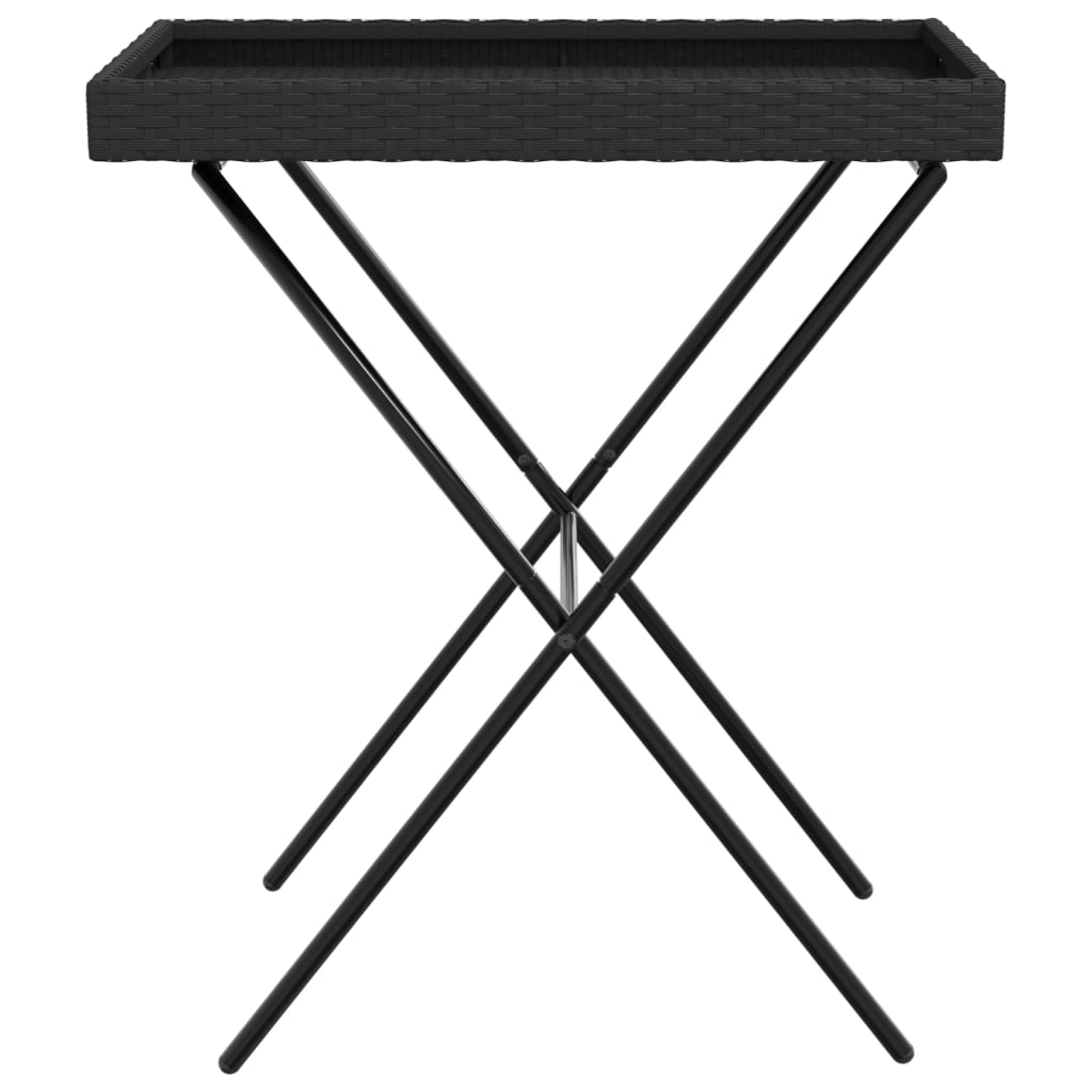 vidaXL Table à plateau pliable noir 65x40x75 cm résine tressée