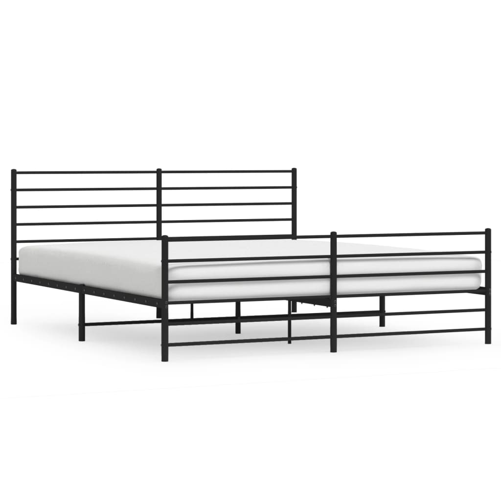 vidaXL Cadre de lit métal sans matelas avec pied de lit noir 193x203cm