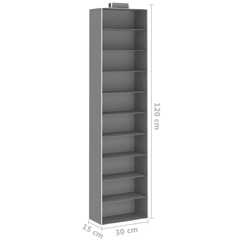 vidaXL Étagères suspendues de rangement 2 pcs 10 niveaux Tissu