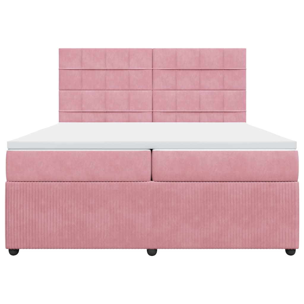 vidaXL Sommier à lattes de lit avec matelas Rose 200x200 cm Velours