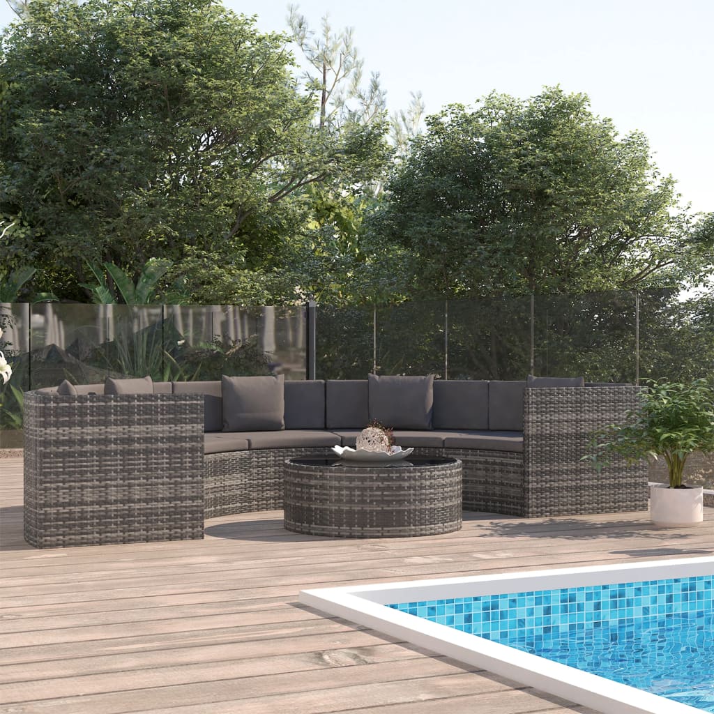 vidaXL Salon de jardin 6 pcs avec coussins résine tressée gris