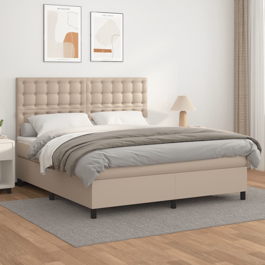 vidaXL Sommier à lattes de lit avec matelas Cappuccino 160x200 cm