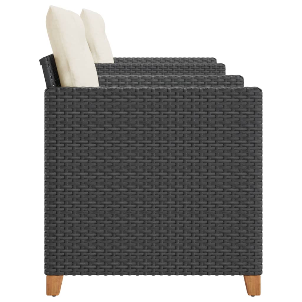 vidaXL Ensemble de bistro 3 pcs et coussins noir résine tressée acacia