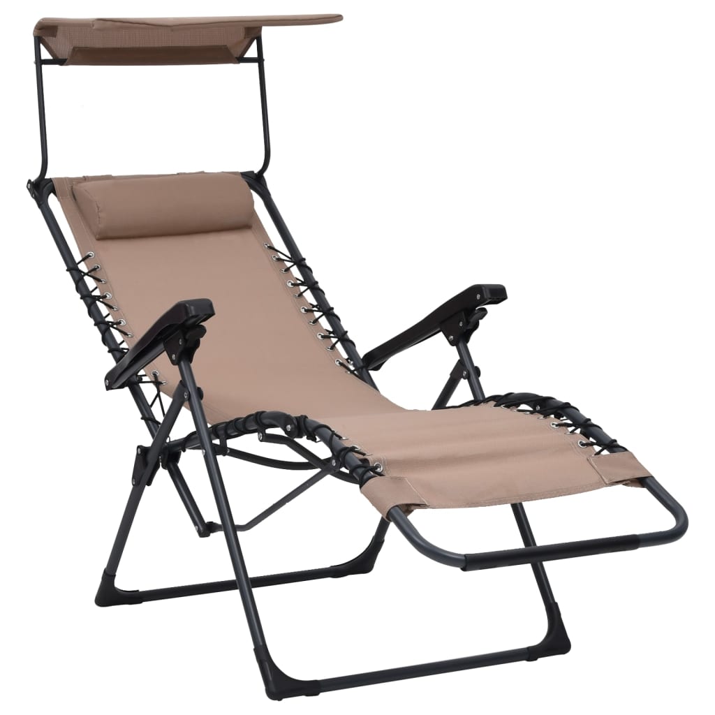 vidaXL Chaises pliables de terrasse lot de 2 Textilène Taupe