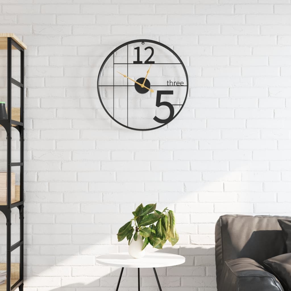 vidaXL Horloge murale noir Ø50 cm fer