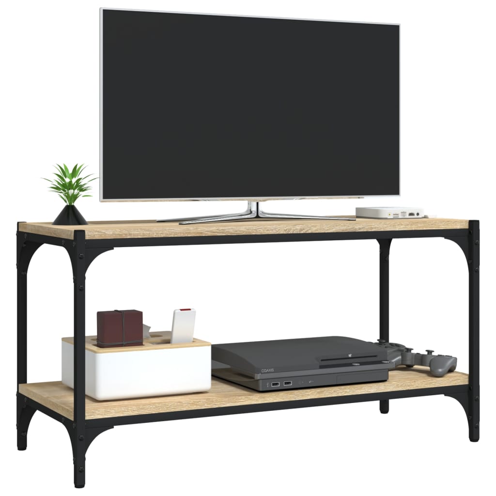 vidaXL Meuble TV Chêne sonoma 80x33x41 cm Bois d'ingénierie et acier