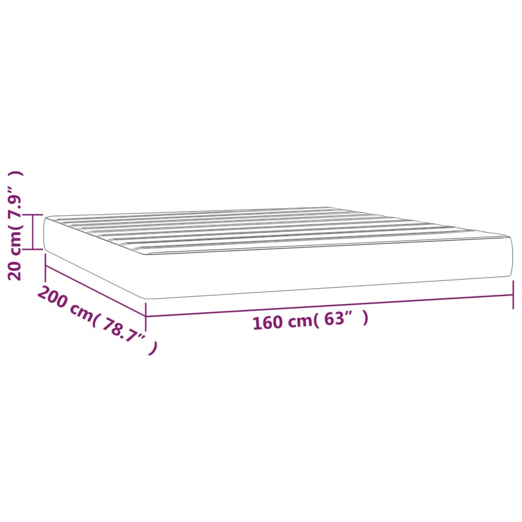 vidaXL Matelas de lit à ressorts ensachés Crème 160x200x20 cm Tissu