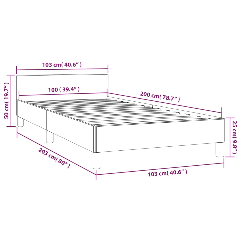 vidaXL Cadre de lit avec tête de lit Crème 100x200 cm Tissu