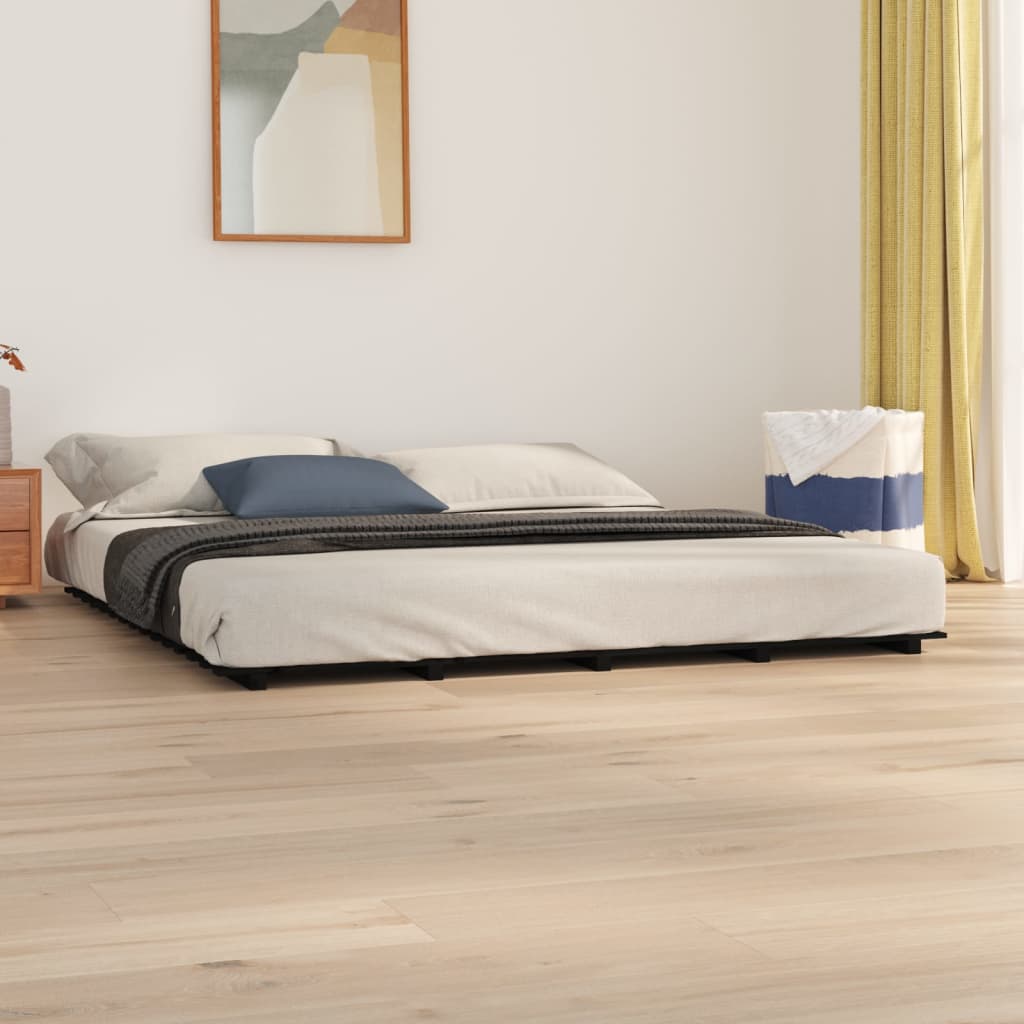 vidaXL Cadre de lit sans matelas noir 200x200 cm bois massif de pin