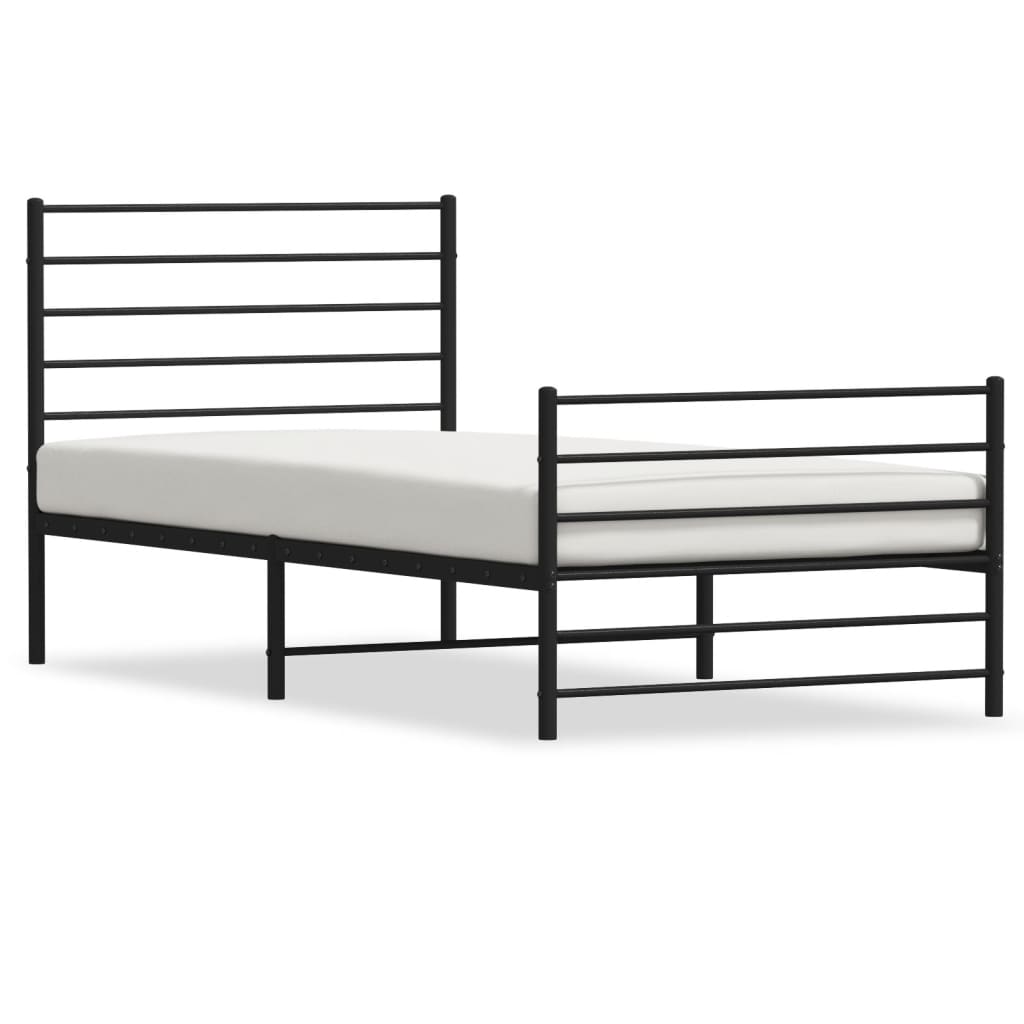 vidaXL Cadre de lit métal sans matelas avec pied de lit noir 90x190 cm