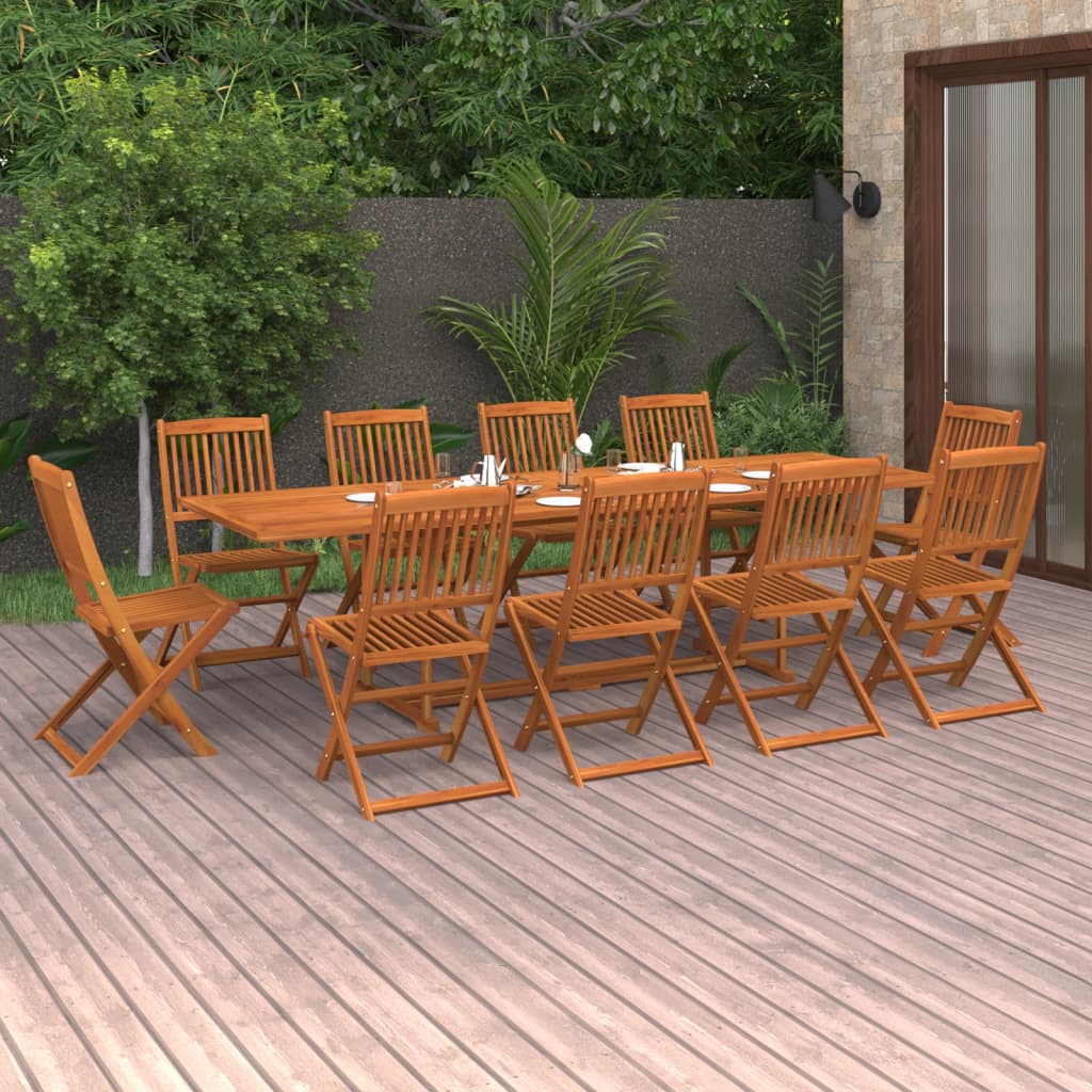 vidaXL Ensemble à manger de jardin 11 pcs 280x90x75 cm bois d'acacia