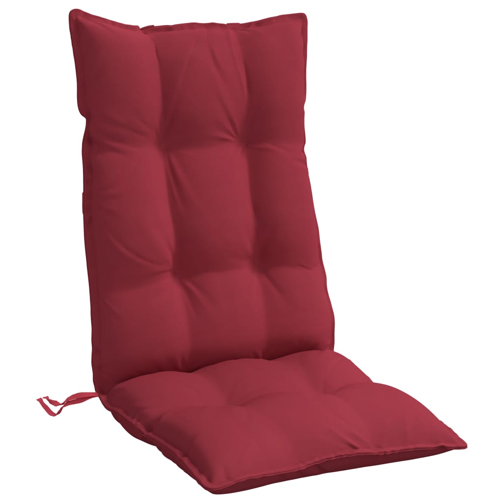 vidaXL Coussins de chaise à dossier haut lot de 2 rouge bordeaux