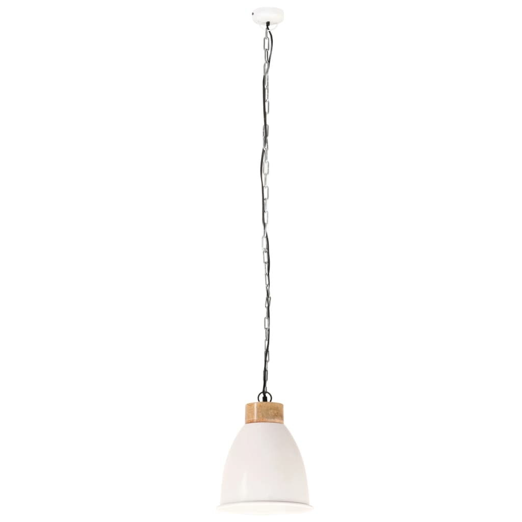 vidaXL Lampe suspendue industrielle Blanc Fer et bois solide 23 cm E27