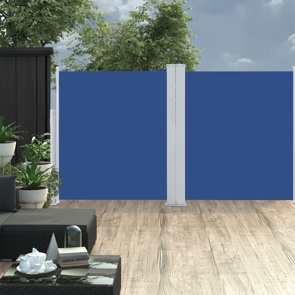 vidaXL Auvent latéral rétractable Bleu 140 x 600 cm