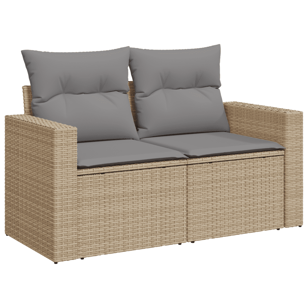 vidaXL Salon de jardin avec coussins 10 pcs beige résine tressée