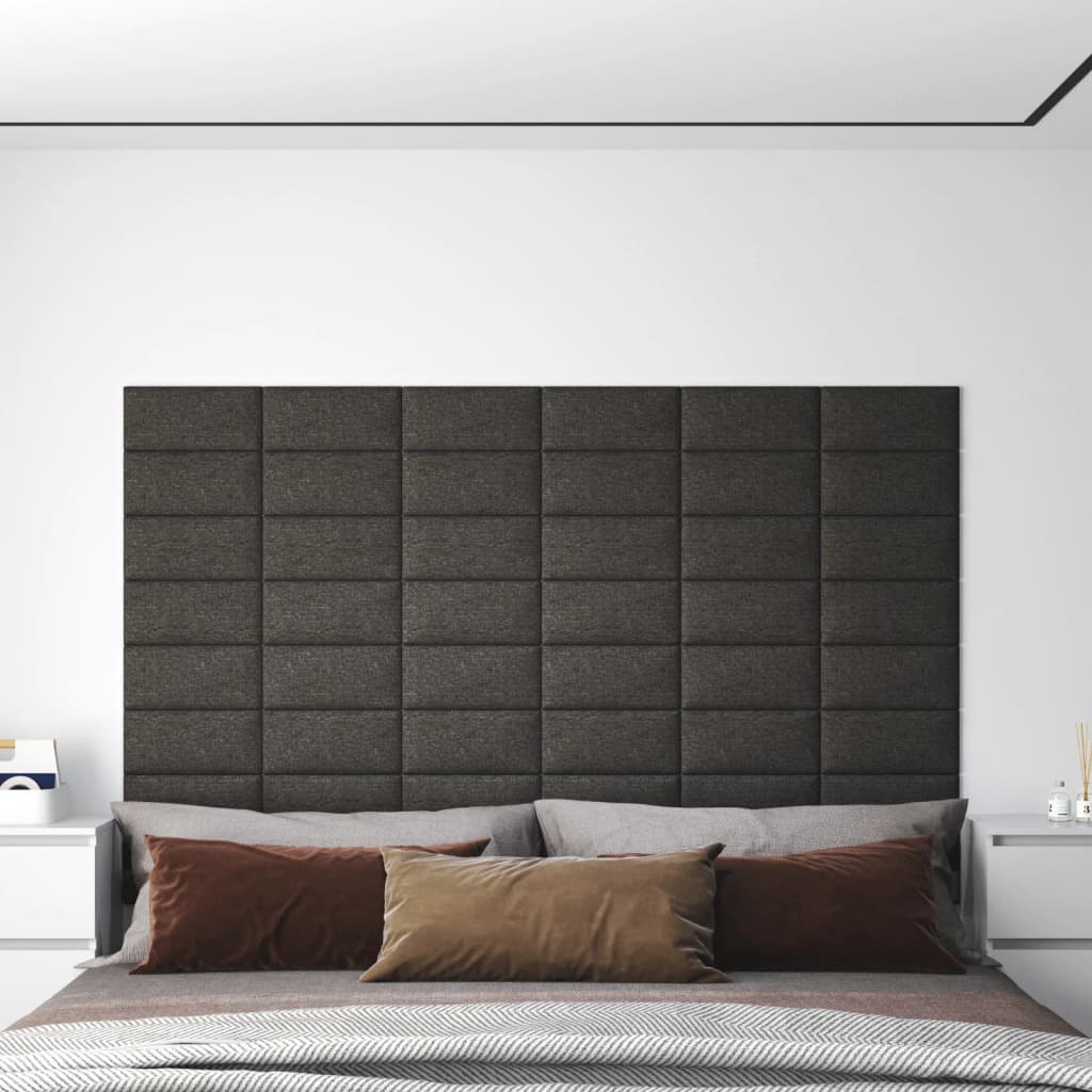 vidaXL Panneaux muraux 12 pcs Gris foncé 30x15 cm Tissu 0,54 m²