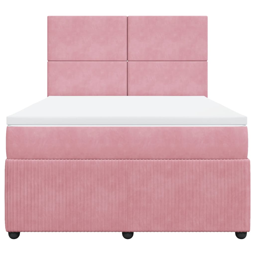 vidaXL Sommier à lattes de lit avec matelas Rose 160x200 cm Velours