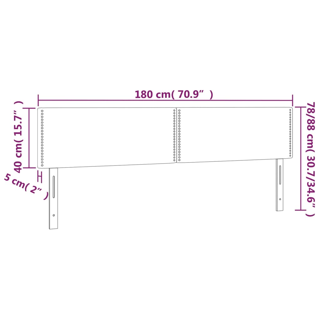 vidaXL Tête de lit à LED Marron Foncé 180x5x78/88 cm Tissu