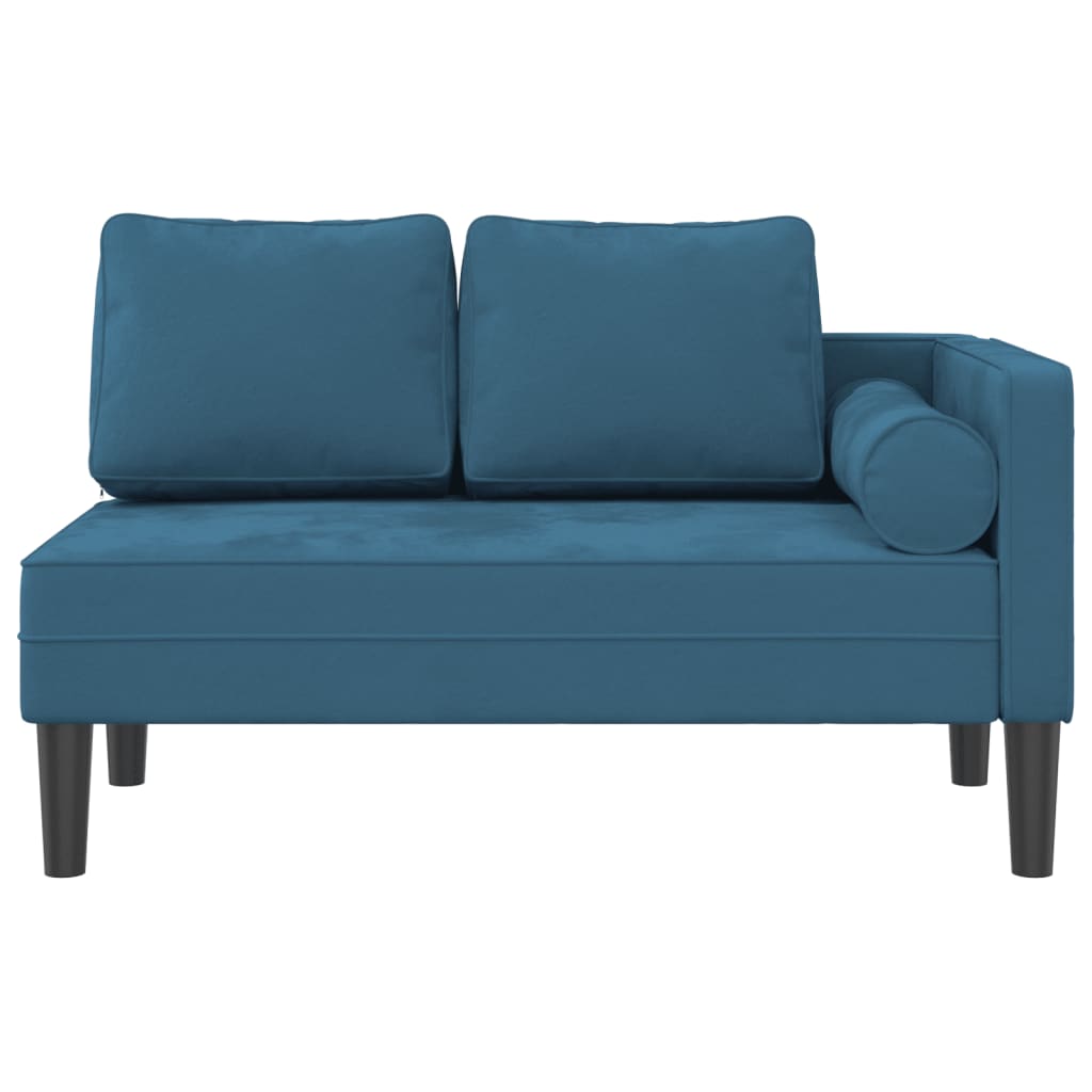 vidaXL Chaise longue avec coussins bleu velours