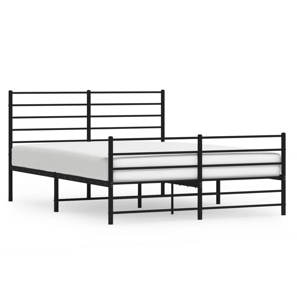 vidaXL Cadre de lit métal sans matelas avec pied de lit noir 135x190cm