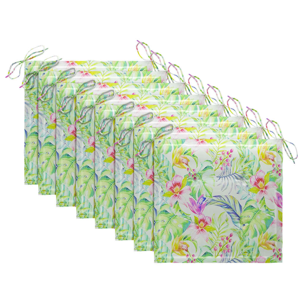 vidaXL Chaises de jardin avec coussins motif feuilles 8pcs Teck massif
