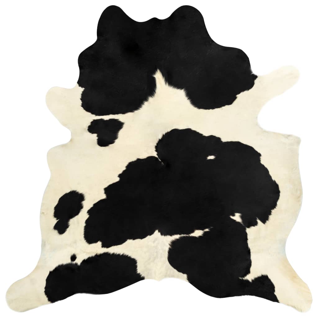 vidaXL Tapis en peau de vache véritable Noir et blanc 150 x 170 cm