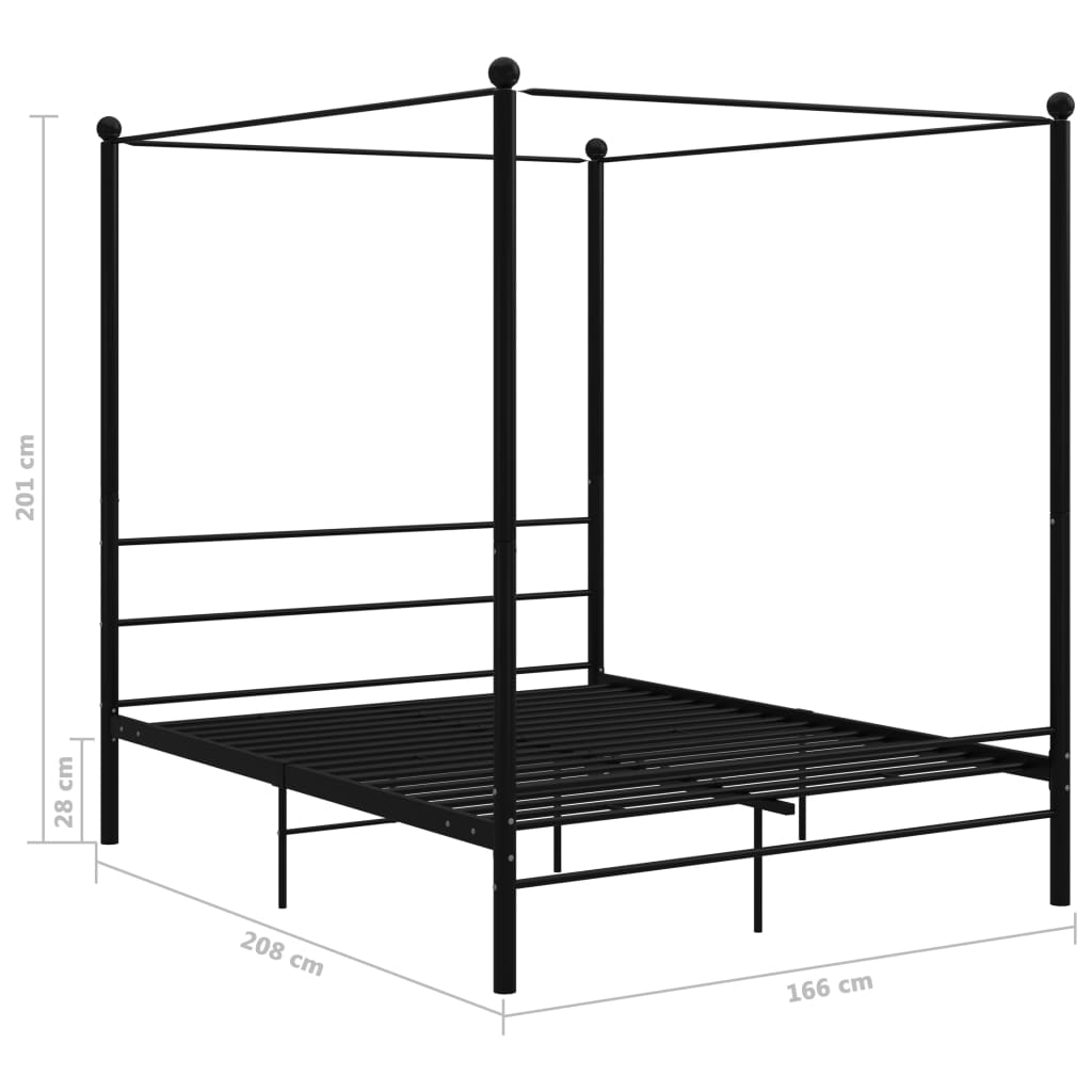 vidaXL Cadre de lit à baldaquin sans matelas noir 160x200 cm métal