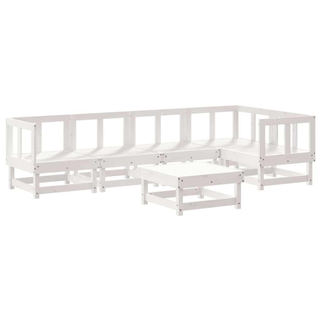 vidaXL Salon de jardin 6 pcs avec coussins blanc bois massif