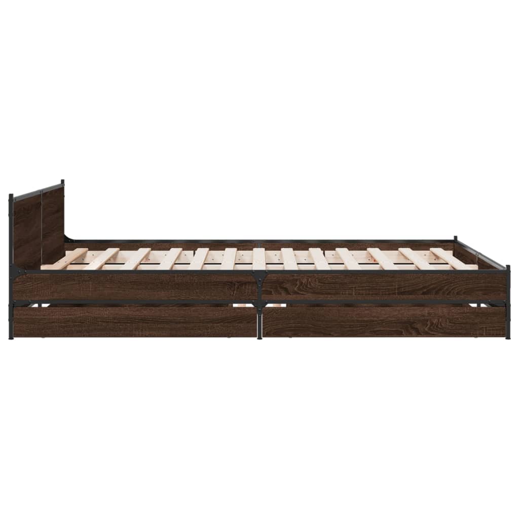 vidaXL Cadre de lit avec tiroirs sans matelas chêne marron 140x190 cm