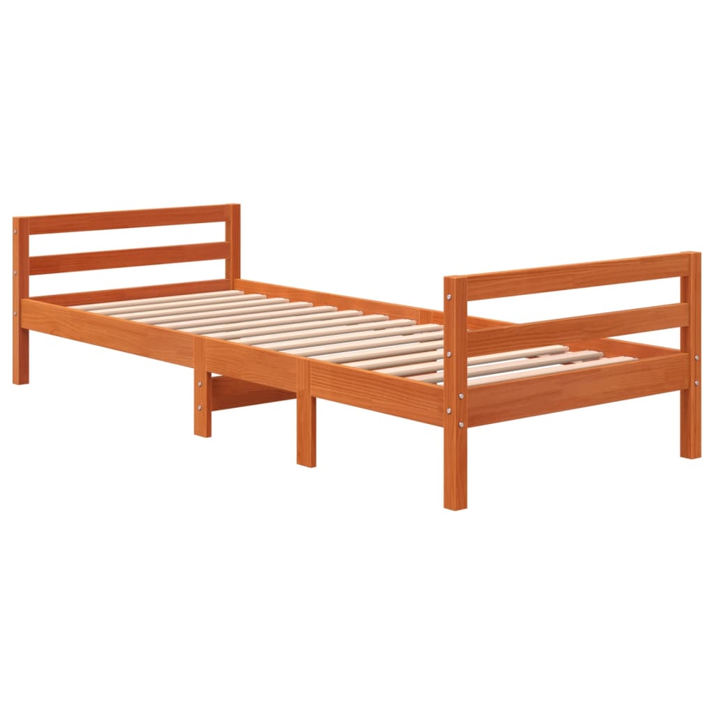 vidaXL Cadre de lit sans matelas cire marron 90x200 cm bois pin massif