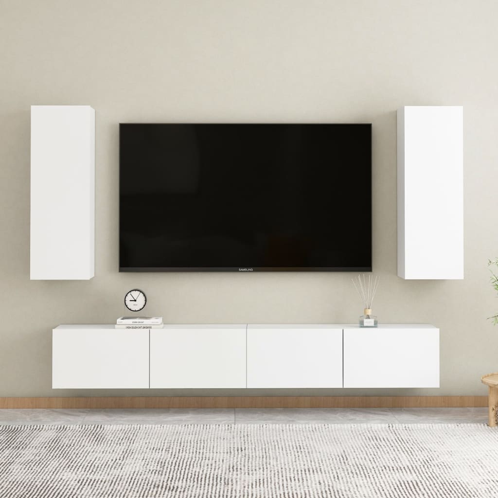 vidaXL Meuble TV Blanc 30,5x30x90 cm Bois d’ingénierie