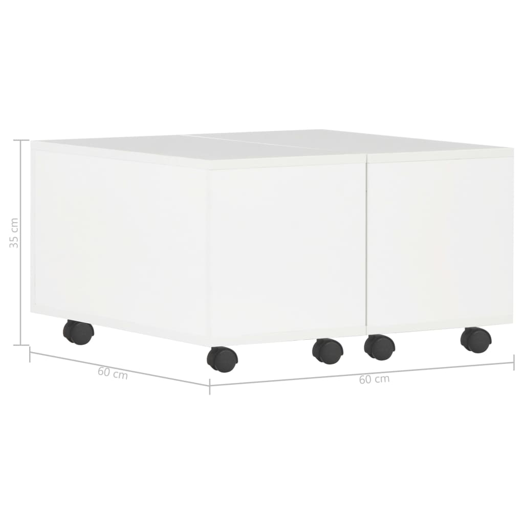 vidaXL Table basse Blanc brillant 60x60x35 cm Aggloméré